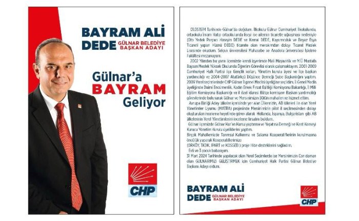 CHP Gülnar Belediye Başkan Adayı Bayram Ali Dede