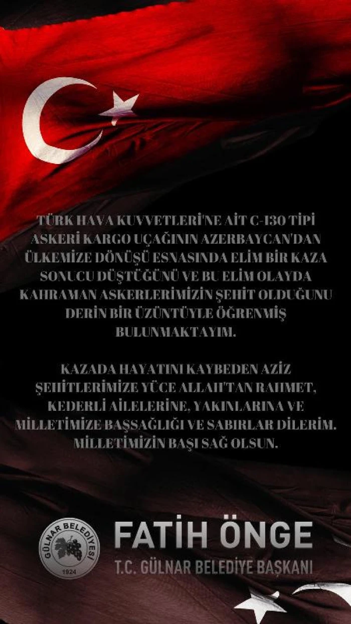 Başkan Önge’den Başsağlığı mesajı