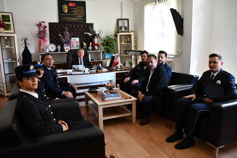 İlçe Emniyet Amiri ve Personeli, Belediye Başkan Yardımcısı Mustafa Denk'i Ziyaret Etti